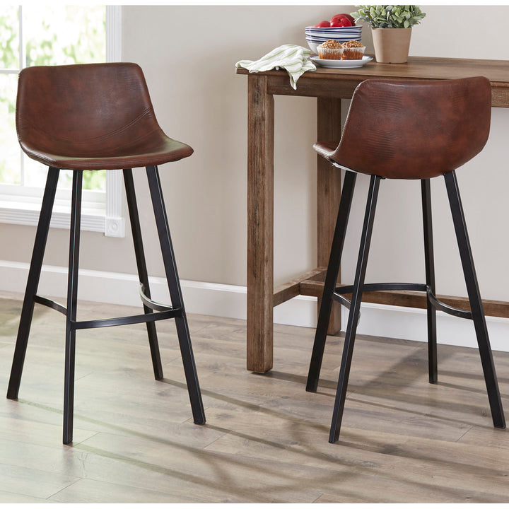 Kayenta 29" Bar Stool (Set of 2) 17 Stories Finish: Black, Upholstery: Snake Skin Brown