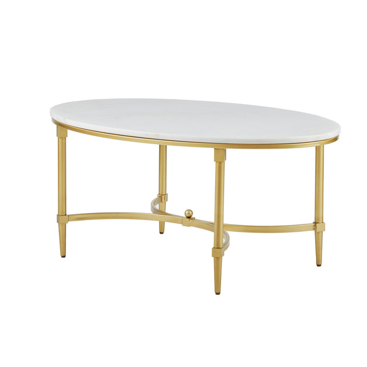 Bordeaux Gold Metal Faux Marble Top Oval Coffee Table Madison Park Signature
