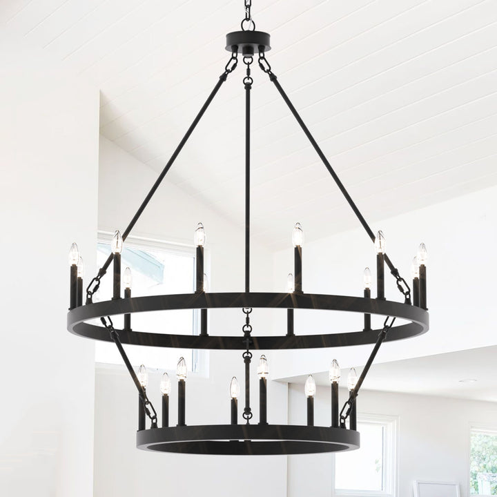Avalee 20 - Light Steel Dimmable Wagon Wheel Chandelier Lark Manor™ Finish: Aged Zinc