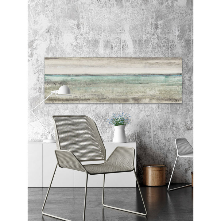 'Aqua Horizon IV' Acrylic Painting Print on Wrapped Canvas Highland Dunes Size: 15" H x 45" W x 1.5" D