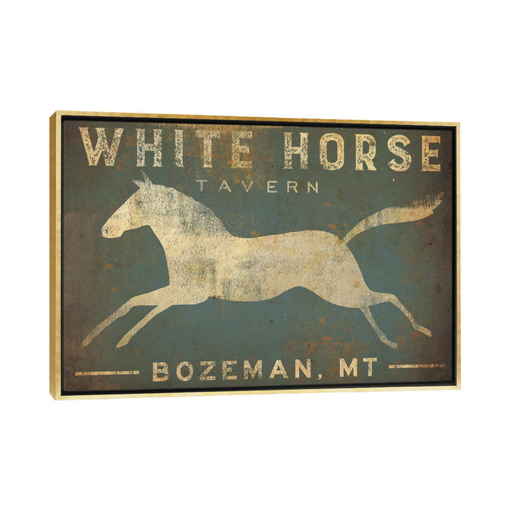 White Horse Tavern Textual Art on Wrapped Canvas East Urban Home Size: 18" H x 26" W x 1.5" D Format: Gold Framed