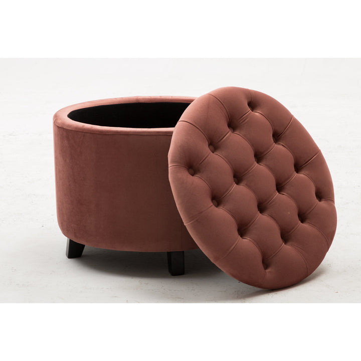 Doud 20" Wide Velvet Tufted Round Storage Ottoman Willa Arlo™ Interiors Fabric: Pink Velvet