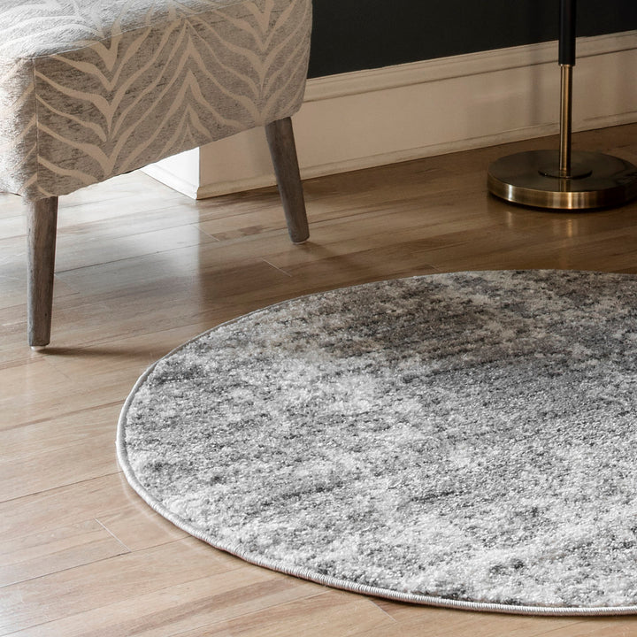 Deedra Modern Abstract Power Loom Performance Gray/White Rug 17 Stories Rug Size: Round 10'