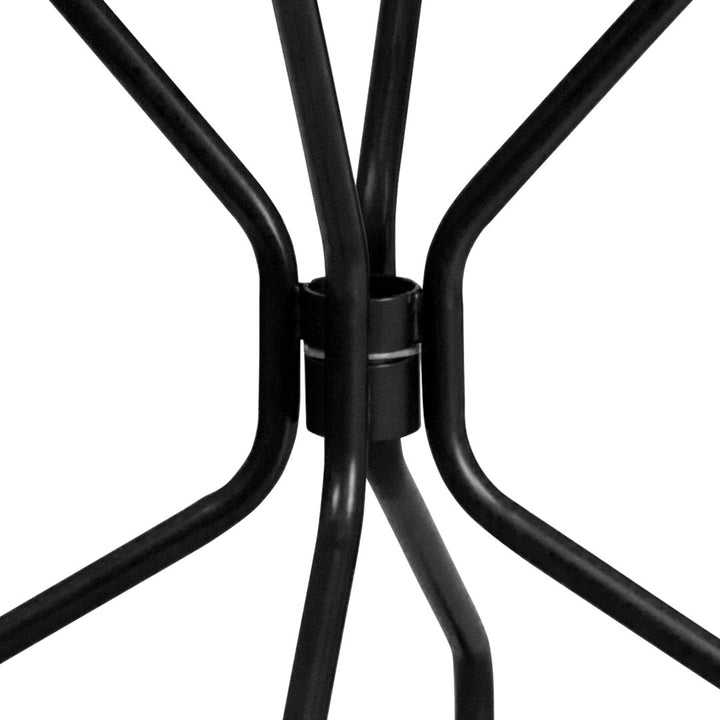 Chanea 35.25" Round Indoor-Outdoor Steel Patio Table-Umbrella Hole-Restaurant Seating Wade Logan®