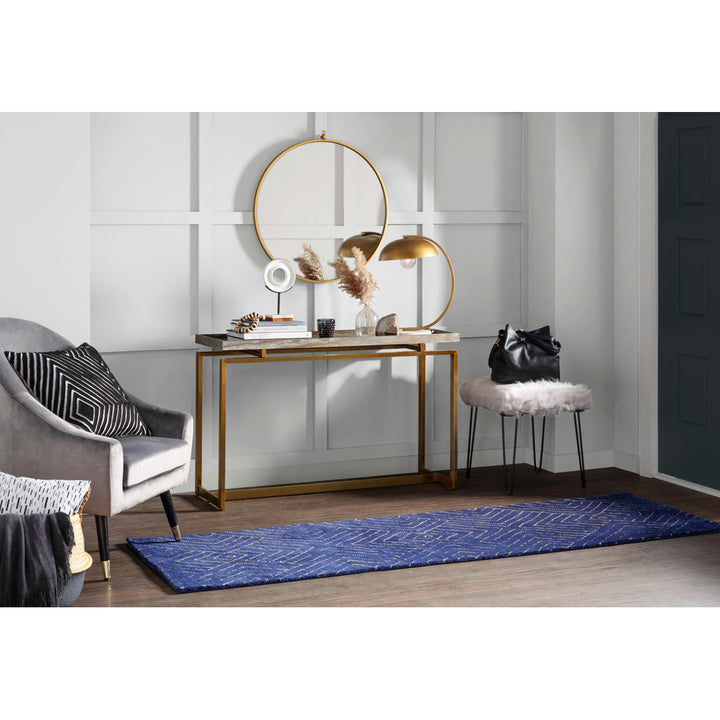 Utsey Geometric Handmade Tufted Wool Navy Area Rug Mercury Row® Rug Size: Runner 2'6" x 8'