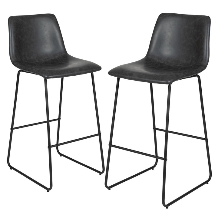Liekele Upholstered Counter Height Modern Dining Stools by Flash Furniture (Set of 2) Ivy Bronx Seat Height: Bar Stool ( 30” Seat Height), Upholstery: Gray Faux Leather