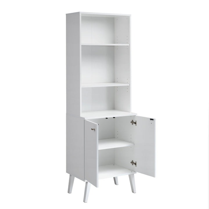 Guthmar Mid-Century Modern Tall Bookcase With Adjustable Shelves George Oliver Color: White
