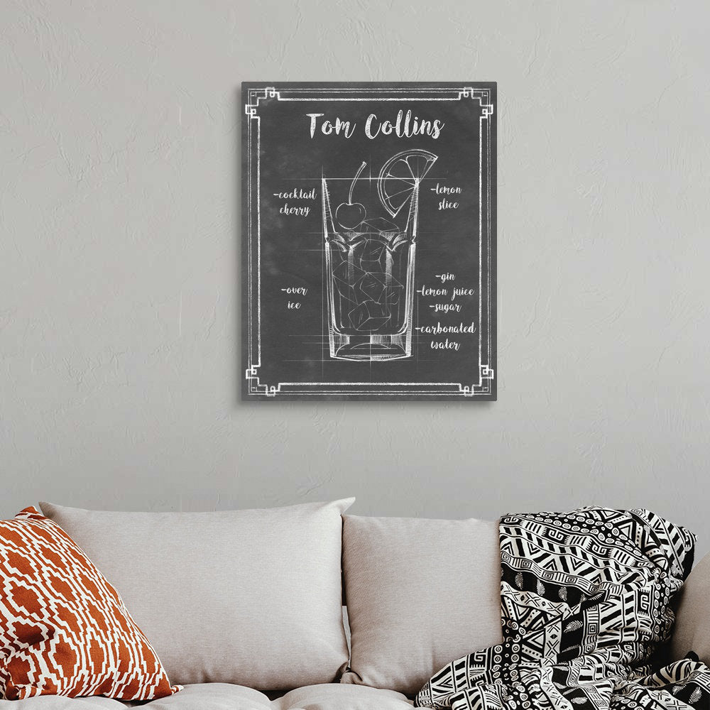 Mixology II - Graphic Art Print on Canvas 17 Stories Size: 30" H x 24" W x 1.25" D Format: Wrapped Canvas