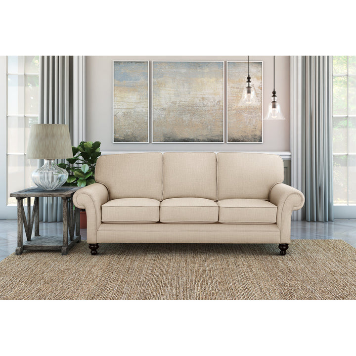 Gaige 88" Rolled Arm Sofa with Reversible Cushions Wayfair Custom Upholstery™ Fabric: Drusky Moonglow Sustain® Basketweave