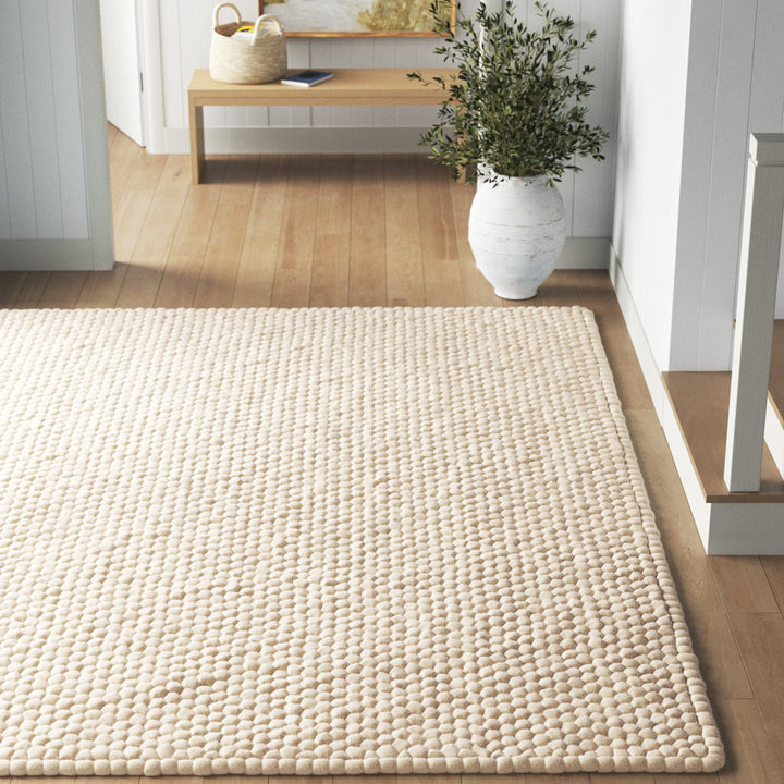 Rectangle Sondra Power Loomed Wool Area Rug in Beige Beachcrest Home™ Rug Size: Rectangle 4'1" x 6'1"