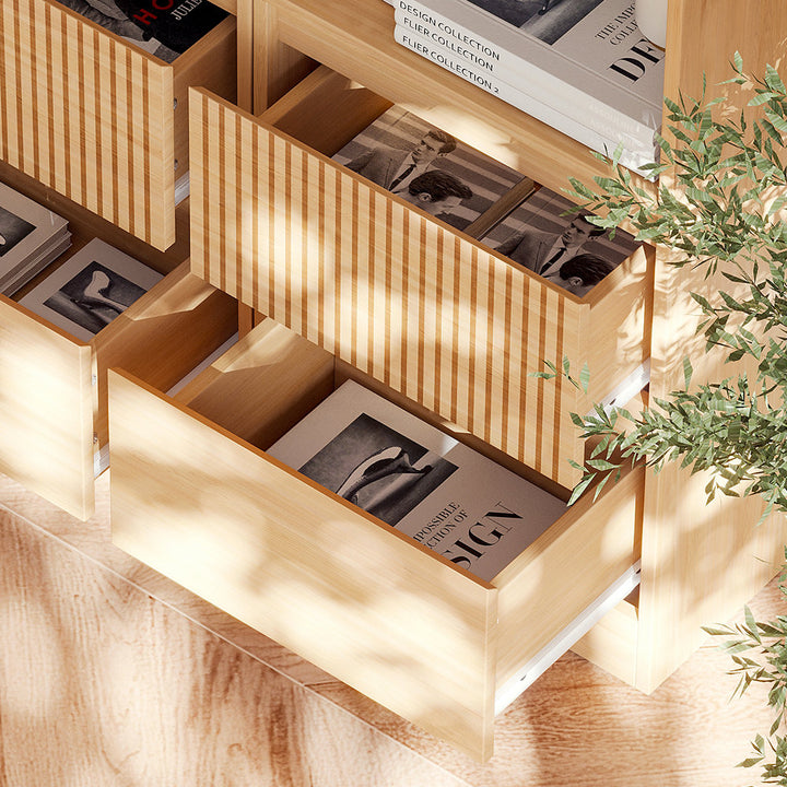 Branigans 5 Pcs 2-Tier Cube Bookshelf Storage Cabinet With Double Drawer And Shelf Latitude Run®