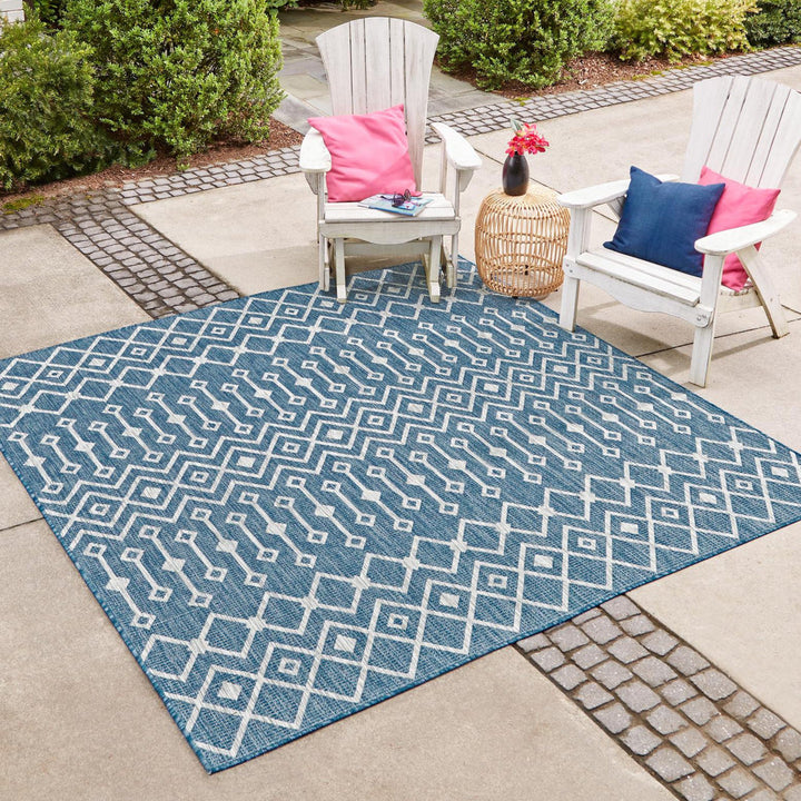 Innsbrook Southwestern Power Loom Teal Indoor/Outdoor Area Rug Laurel Foundry Modern Farmhouse® Rug Size: Square 12'
