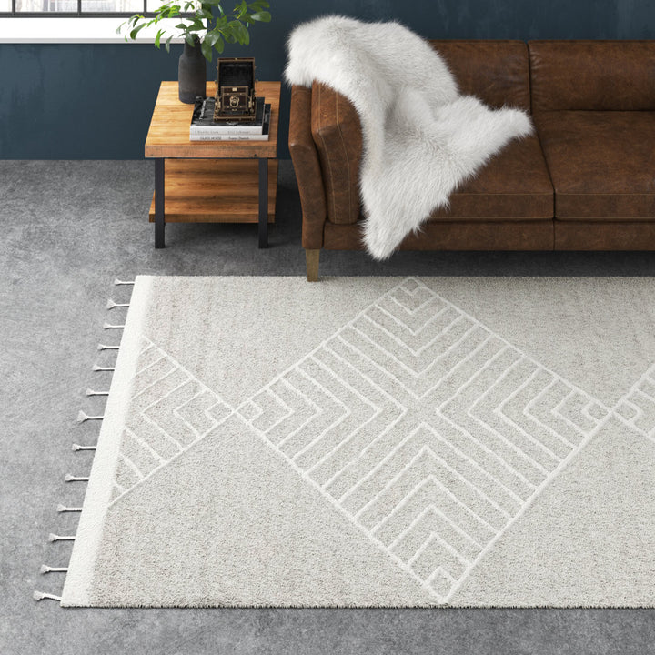 Adelia Geometric Hand Tufted Wool Beige Area Rug Steelside™ Rug Size: Rectangle 10' x 14'