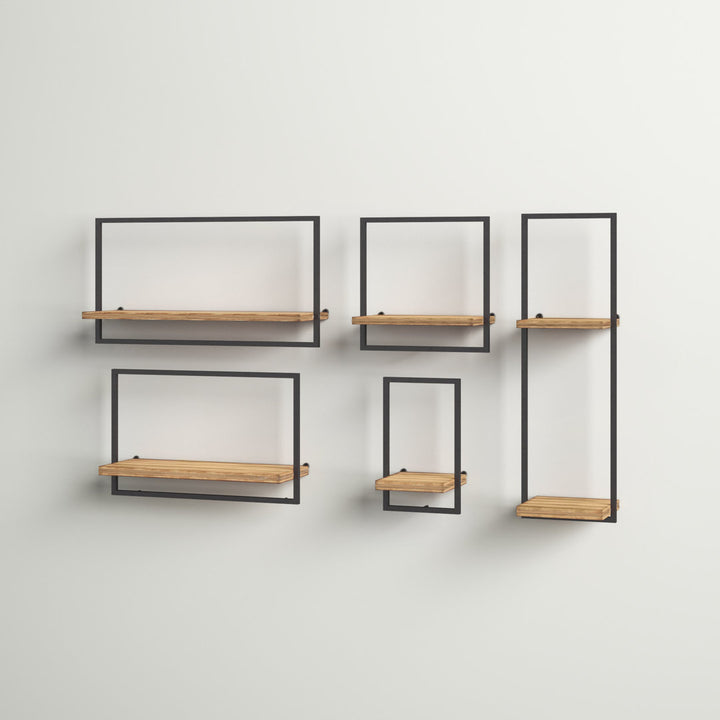 Modern Set of 3 Metal and Wood Storage Shelves (Set of 5) Latitude Run®