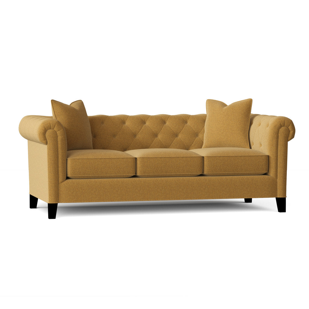 Caspar 82" Velvet Rolled Arm Chesterfield Sofa with Reversible Cushions Willa Arlo™ Interiors Body Fabric: Vibe Zest Chenille