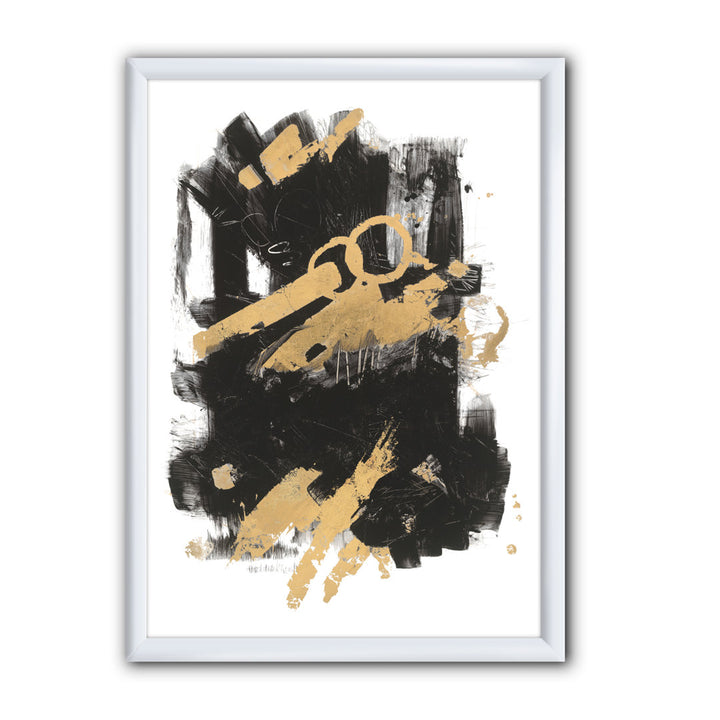 Gold and Black Drift I' Picture Frame Print on Canvas East Urban Home Size: 20" H x 12" W x 1" D Format: White Framed