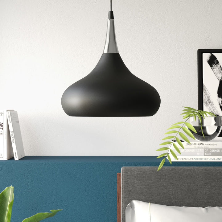 Braylon 1 - Light Single Teardrop Pendant Mercury Row® Size: 16" H x 18" W x 18" D Finish: Matte Black/Polished Nickel