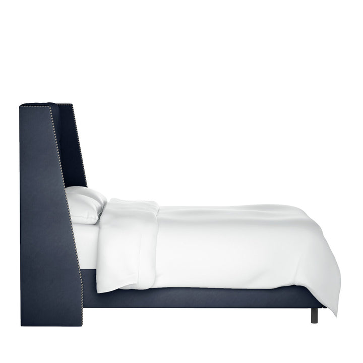 Annabel Upholstered Wingback Bed Kelly Clarkson Home Size: Twin Body Fabric: Mystere Eclipse Performance Velvet