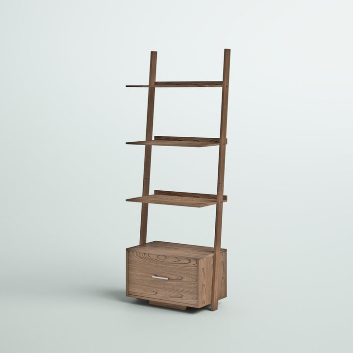 69'' H x 24.75'' W Solid Wood Ladder Bookcase Ebern Designs Color: Driftwood