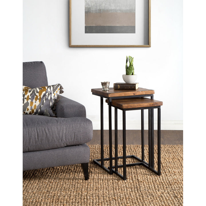 Eastville C Table Nesting Tables Steelside™ Color: Black/Mahogany Brown