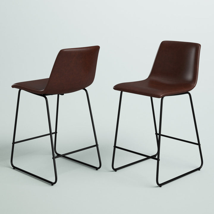 Liekele Upholstered Counter Height Modern Dining Stools by Flash Furniture (Set of 2) Ivy Bronx Seat Height: Counter Stool (24” Seat Height), Upholstery: Dark Brown Faux Leather