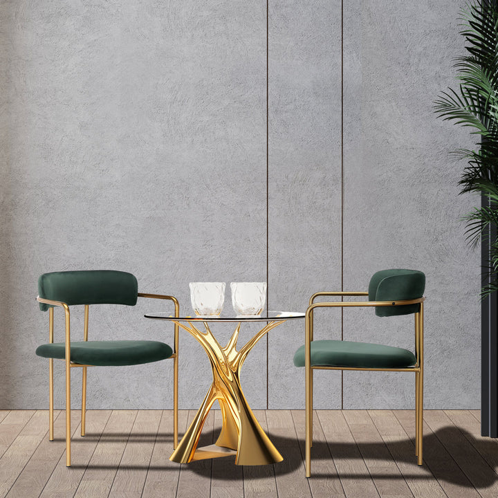 Chestertown Gold Chrome Dining Chair (Set of 2) Willa Arlo™ Interiors Upholstery Color: Green