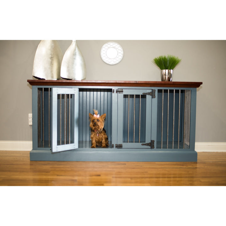 Damien Double Wide Credenza Pet Crate Archie & Oscar™ Top Finish: Concord Cherry, Base Finish: Caribbean Dream
