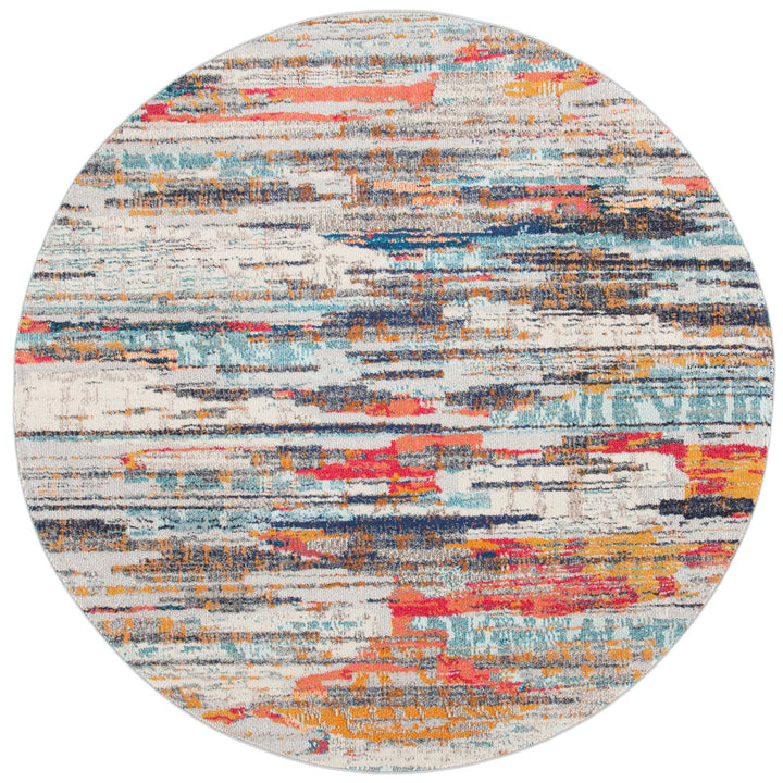 Riccio Abstract Ivory/Multi Area Rug Trent Austin Design® Rug Size: Round 6'7"