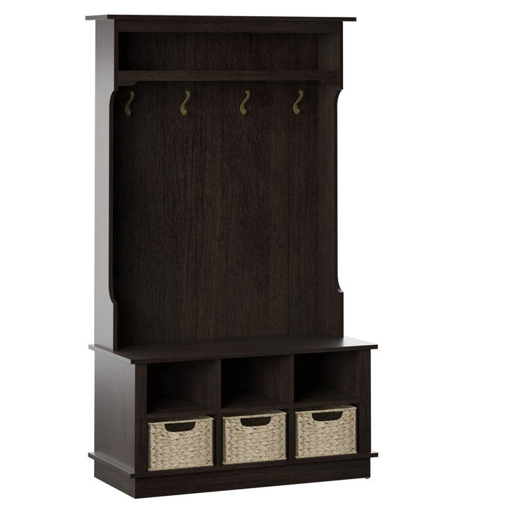 Bridget Hall Tree with Open Storage Sand & Stable™ Color: Midnight Cherry