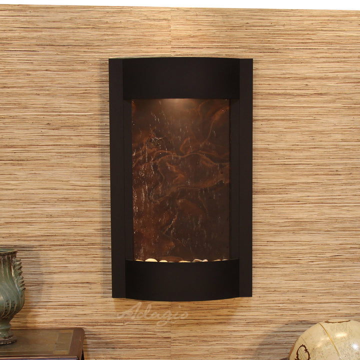 Serene Waters Natural Stone/Metal Wall Fountain with Light Adagio Fountains Finish: Silver Metallic