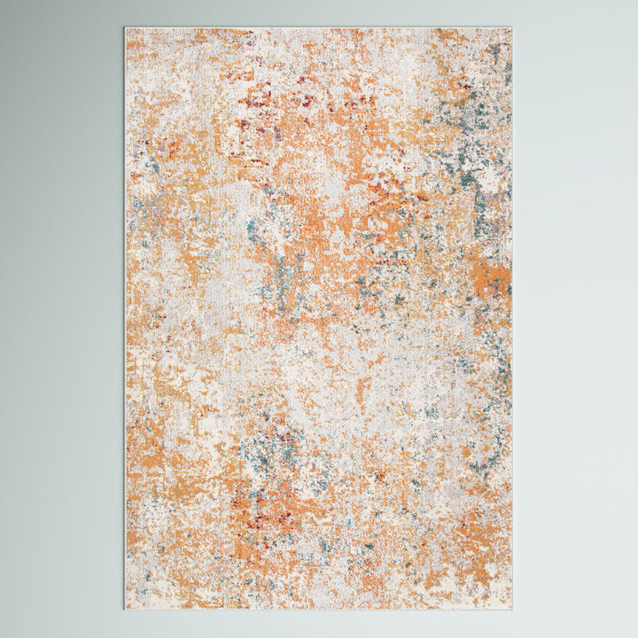 Besfort Abstract Ivory/Orange Area Rug Wade Logan® Rug Size: Rectangle 5'3" x 7'6"