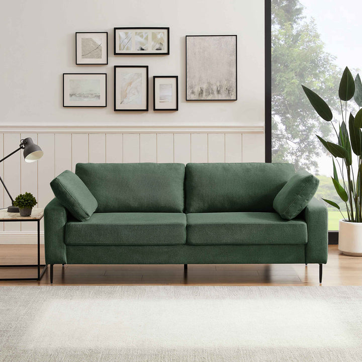 Jeses MINIMORE Modern Style Etta 84.3" Mid-Century Modern Design Sofa Corrigan Studio® Fabric: Light Green Linen Blend