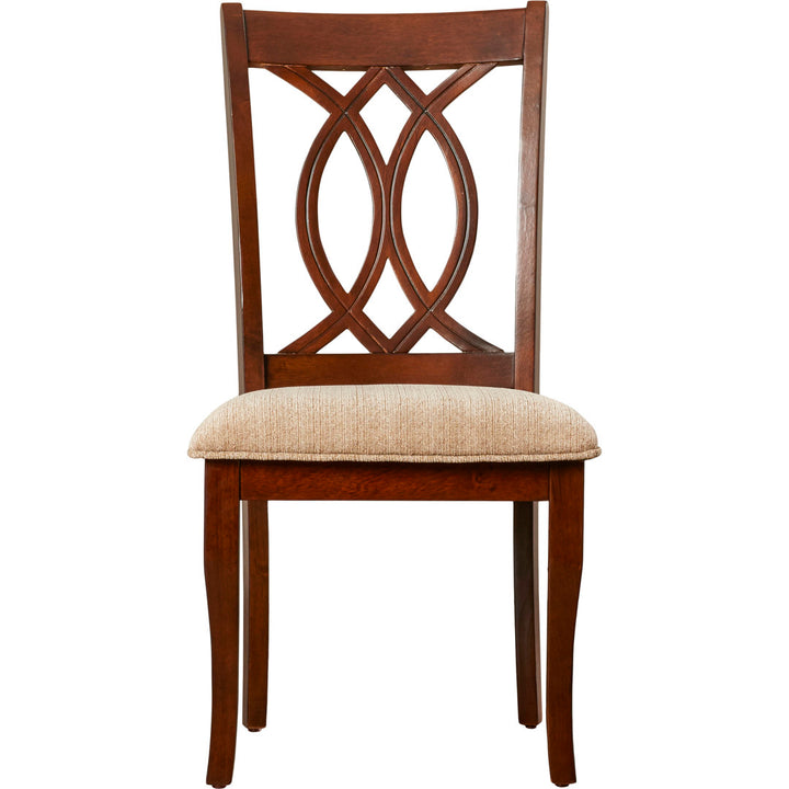 Gunderson Upholstered Queen Anne Back Side Chair in Brown Cherry/Beige (Set of 2) Lark Manor™