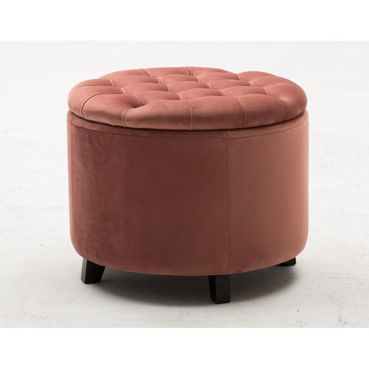 Doud 20" Wide Velvet Tufted Round Storage Ottoman Willa Arlo™ Interiors Fabric: Pink Velvet