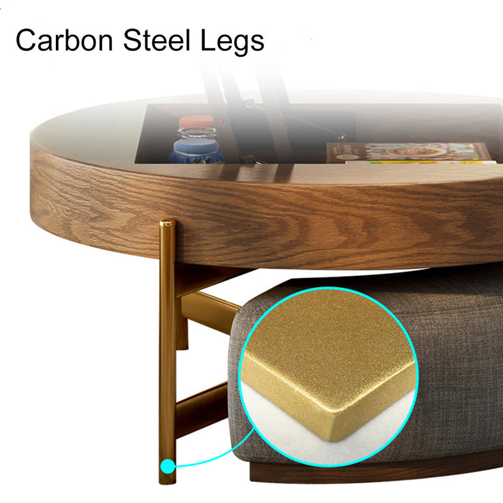 Espedita Modern Round Lift-Top Coffee Table Set with Storage & 3 Ottomans, Pre-Assembly Loon Peak®