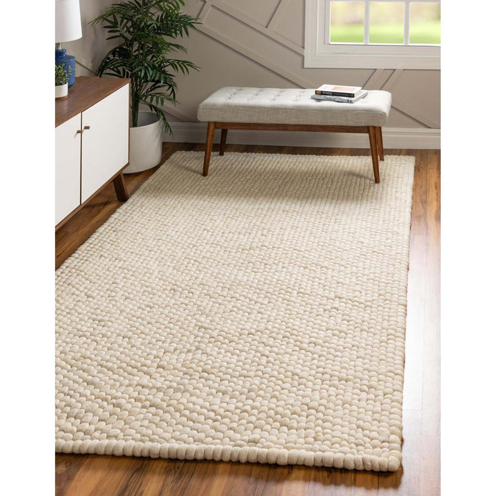 Rectangle Sondra Power Loomed Wool Area Rug in Beige Beachcrest Home™ Rug Size: Rectangle 4'1" x 6'1"