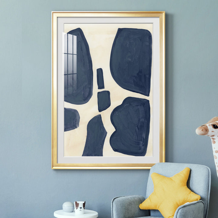 Blue Pieces II - Picture Frame Print Orren Ellis Size: 42.5" H x 30.5" W x 1" D Format: Gold