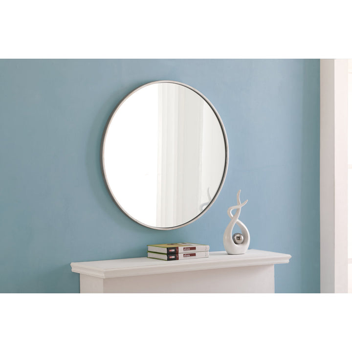 Sabine Metal Round Wall Mirror RE/FINE™ Size: 36" x 36" Finish: Silver