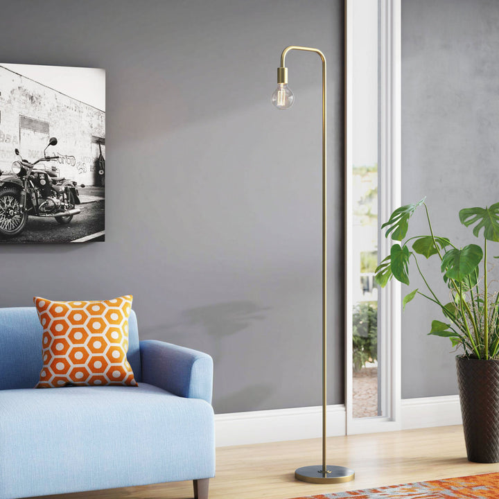 Kazutaka 70" Arched Floor Lamp 17 Stories Base Finish: Matte Brass