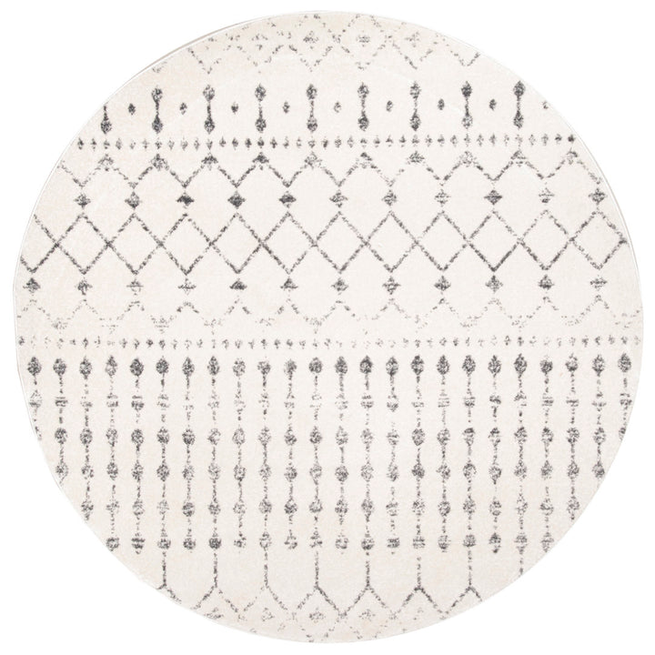 Giannini Geometric Moroccan Area Rug in Gray/ Off White Union Rustic Rug Size: Round 8'