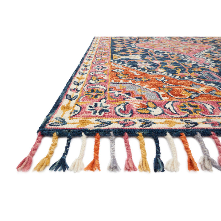 Carroll Oriental Hand Hooked Wool Navy/Orange/Gray Area Rug Joss & Main Rug Size: Rectangle 7'9" x 9'9"