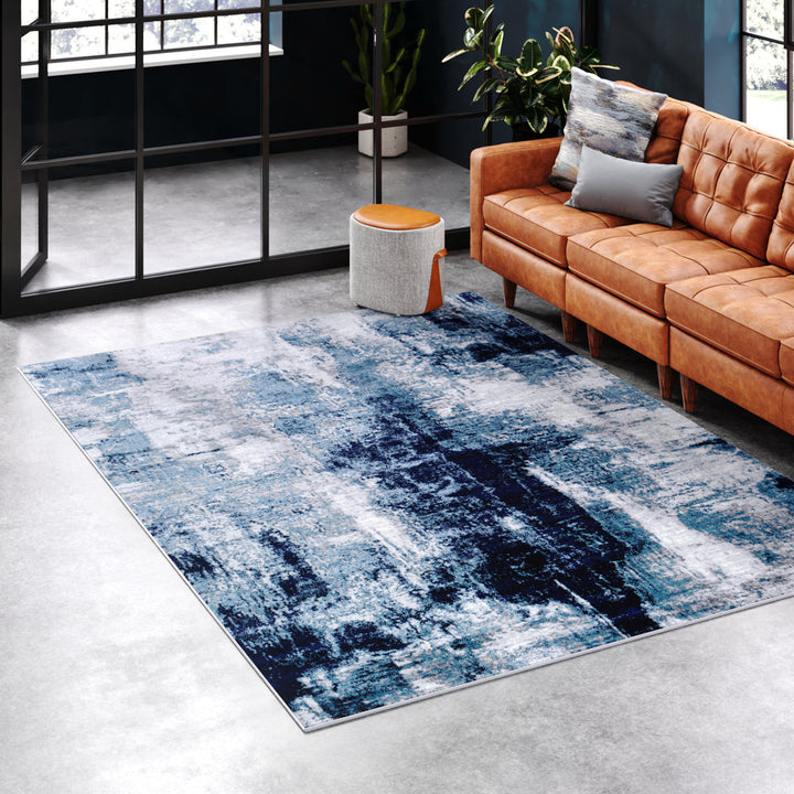 Cornwell Machine-Woven Abstract Aqua/Navy Area Rug Steelside™ Rug Size: Rectangle 7'10" x 10'3"