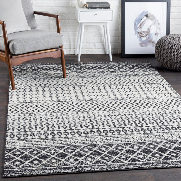 Lashavia Machine Woven Ivory/Dark Charcoal Area Rug Union Rustic Rug Size: Rectangle 7'10" x 11'