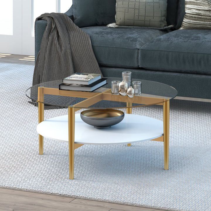 Otto 4 Legs Coffee Table with Storage Wade Logan® Table Base Color: White