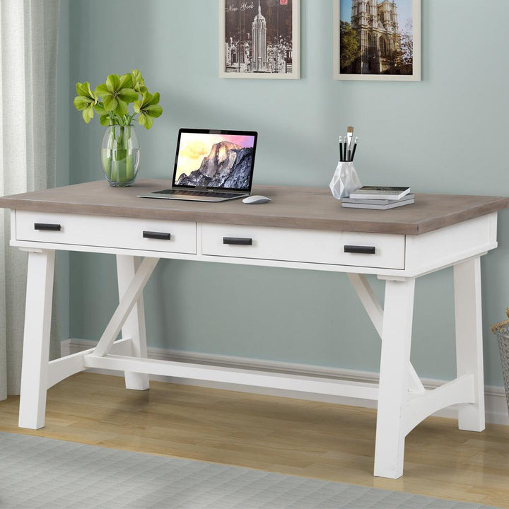 Bankston Desk with Built in Outlets Beachcrest Home™ Color: Natural/White