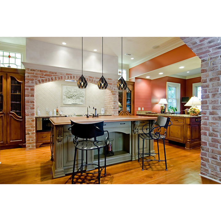 Hendry 1 - Light Single Geometric Pendant AllModern Size: 82.68" H x 7.25" W x 7.25" D Finish: Black/Gold Leaf