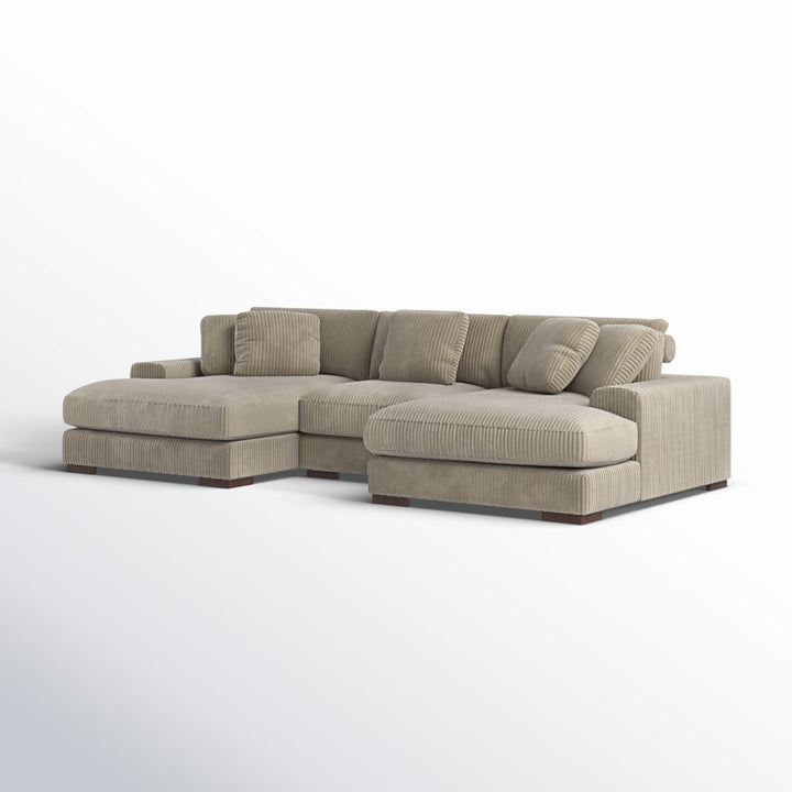 Cabbar 3-Piece Upholstered Sectional Wade Logan® Body Fabric: Camel Corduroy