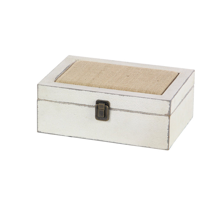 Nazaret White Wood Box with 2 Pieces Hinged Lid Breakwater Bay