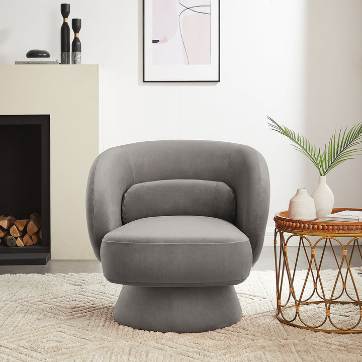 Saboor MINIMORE Modern Style Swivel Accent Chair Orren Ellis Fabric: Light Brown Velvet
