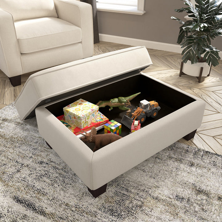 Alitza 34.49'' Wide Rectangle Storage Ottoman Wade Logan® Body Fabric: Cream